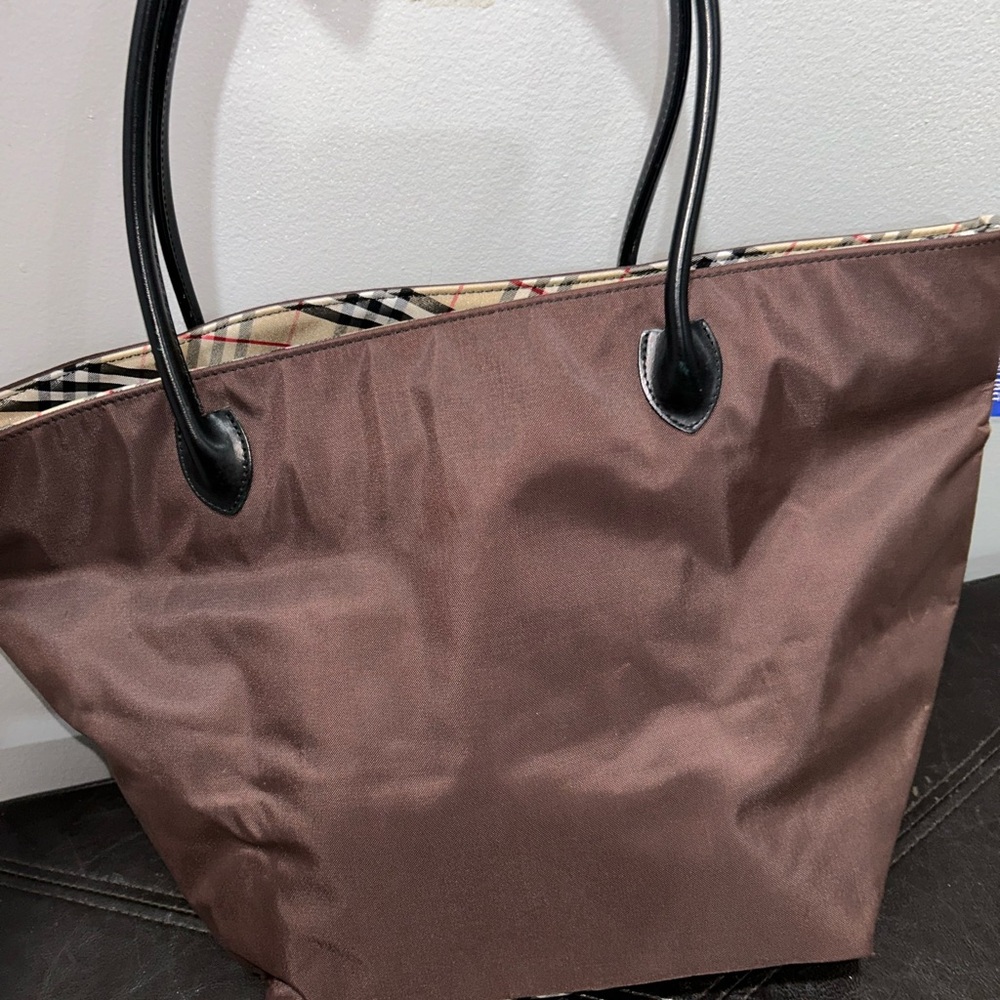 Burberry Brown and Black Tote with Trapezoidal Design